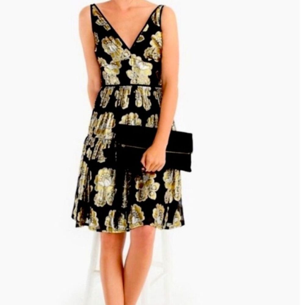 NEW J.Crew Collection Gigi Tiered Metallic Silk Dress Sz 6 Orig. $298 - J8259